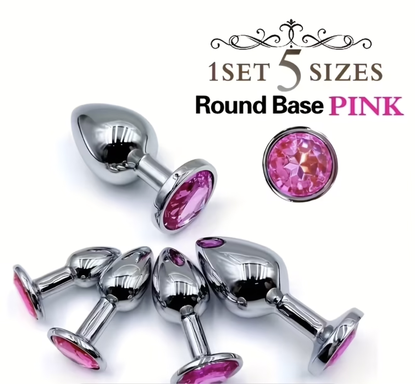 Pink Jeweled Metal Anal Plug